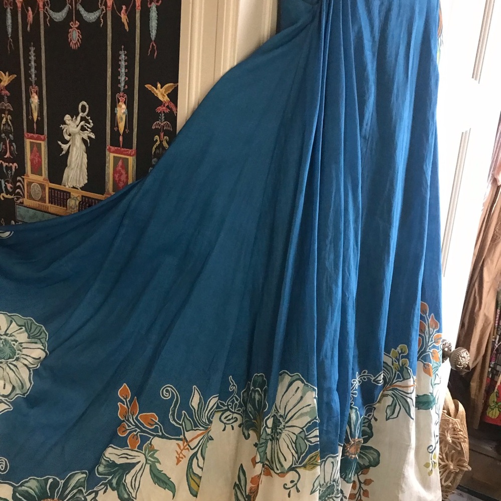Blue & Cream Floral Maxi Dress Loda gown - Picture 6 of 9
